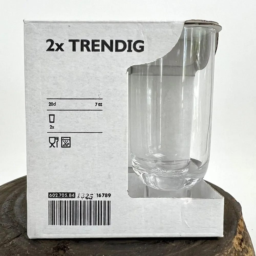 Clear Glasses 7 oz IKEA TRENDIG 2013 Square Pedestal Barware Box Set of 2